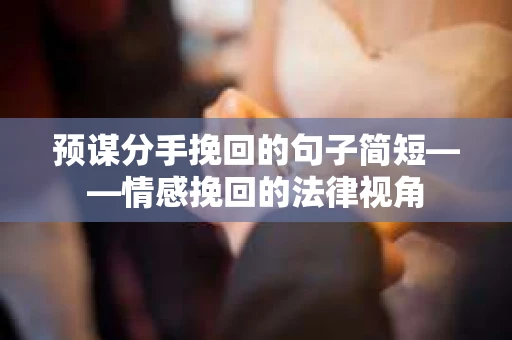 预谋分手挽回的句子简短——情感挽回的法律视角
