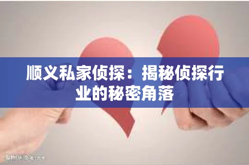 顺义私家侦探：揭秘侦探行业的秘密角落