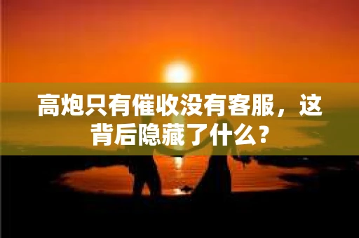 高炮只有催收没有客服，这背后隐藏了什么？